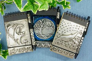 Embossed Pewter Notebook and Pen