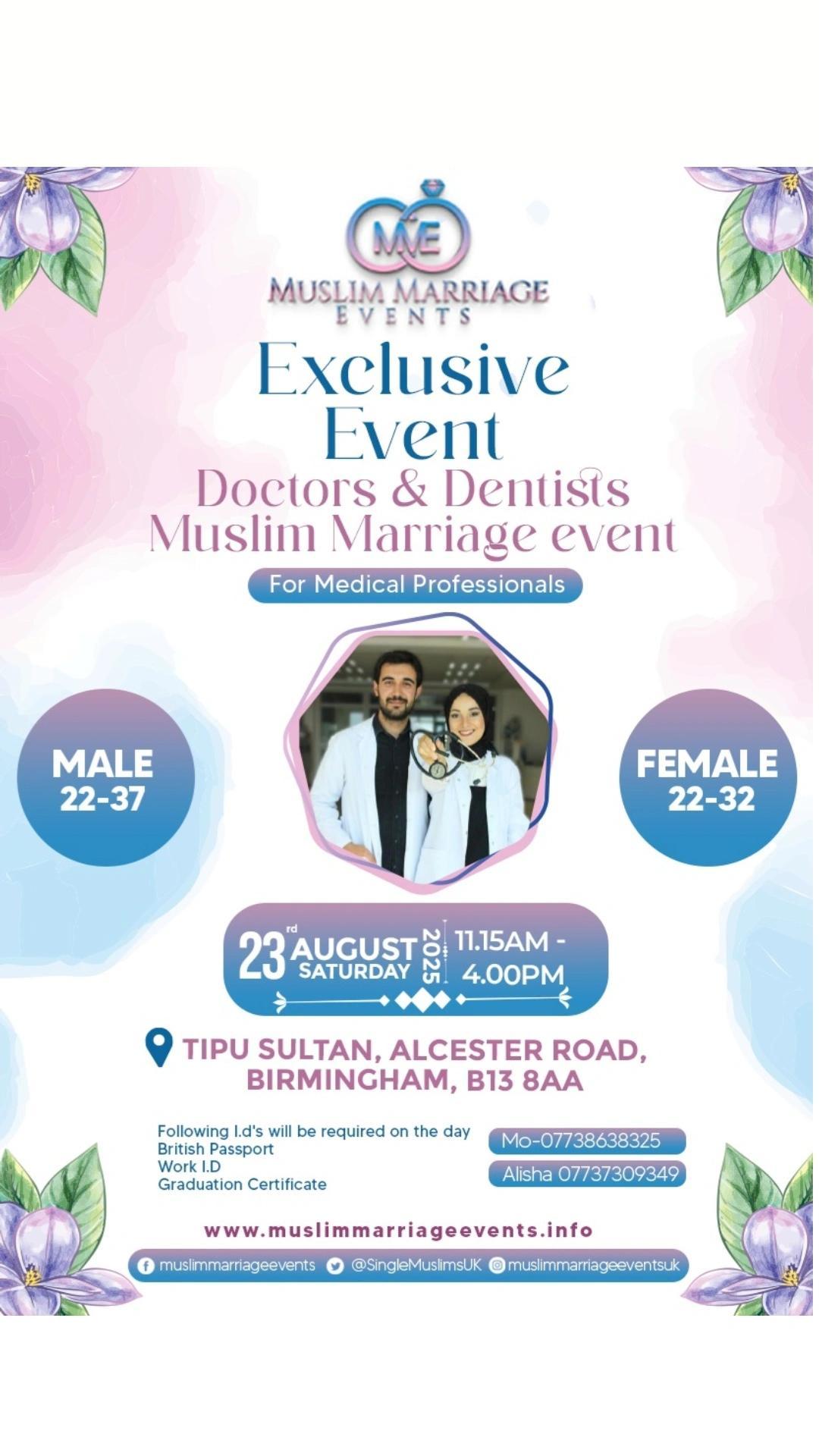 Muslim Marriage Events Birmingham - Doctors & Dentists Event